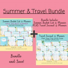 BUNDLE: Summer Planner and Bucket List PLUS Travel Journal and Planner