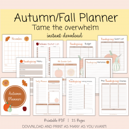 Autumn Fall Thanksgiving Planner to Tame the Overwhelm of Holidays!