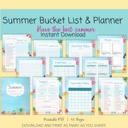 Fun Summer Planner for Kids and Families including Summer Bucket Lists, Summer Schedule, Daily Itinerary, Photos, Activity Tracker and more!