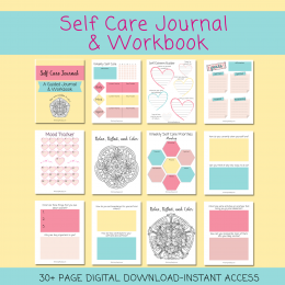 Self Care Journal and Workbook, Self Care Workbook, Self Love, Prevent Burnout, Wellness Journal, Coloring Mandalas and Journal, Printable
