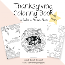 Kids Thanksgiving Coloring Book and Stickers Printable