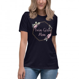 Twin Girl Mom Relaxed Soft T-Shirt